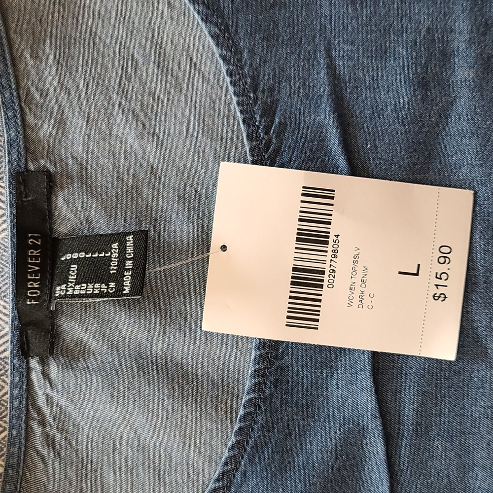 Forever 21 Woven Top Denim Sz. L - Picture 3 of 3